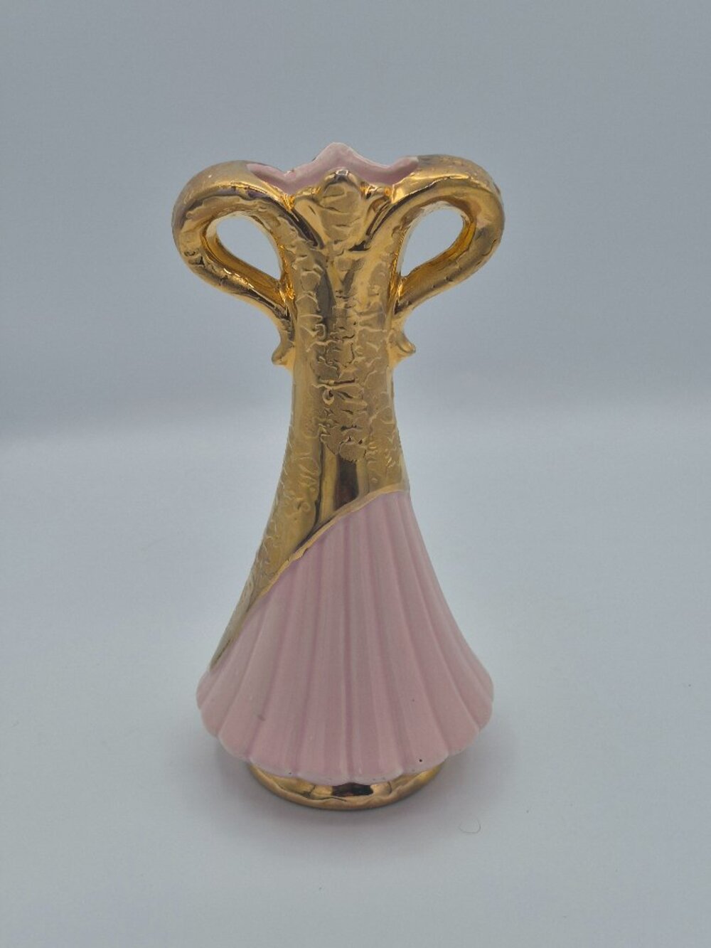 MCM Savoy USA Pink & Weeping 22k Gold Vase